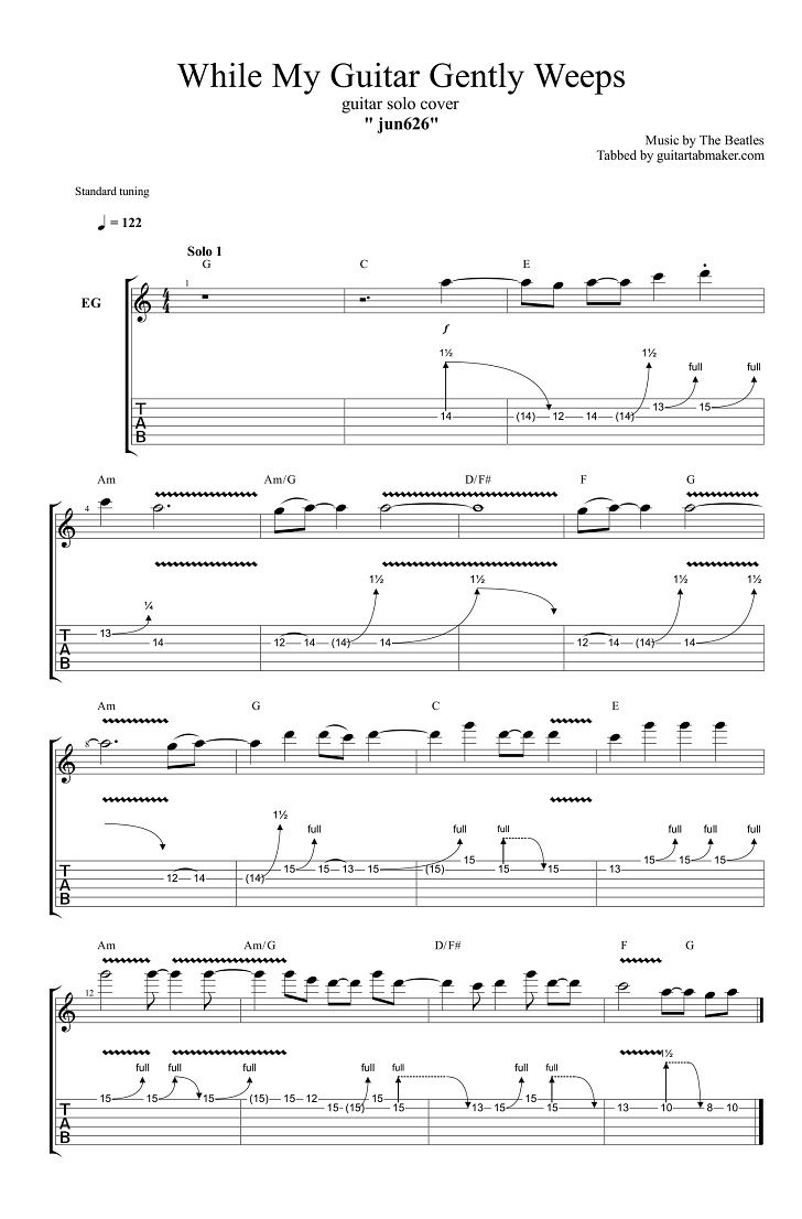 while my guitar gently weeps chords pdf