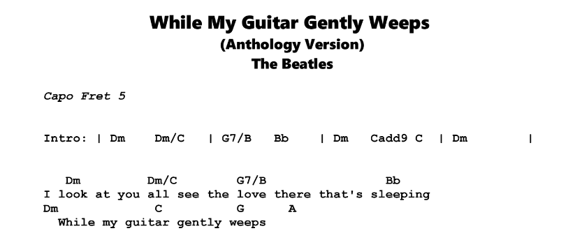 while my guitar gently weeps chords pdf